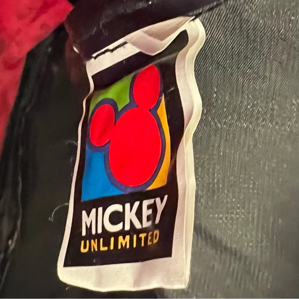 Vintage Rare Red and Black Disney MickeyMouse Drawstring Backpack with 2 Patches